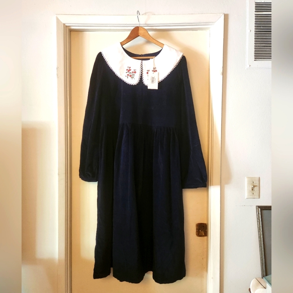 Meadows Pasque Blue Velvet Dress UK16